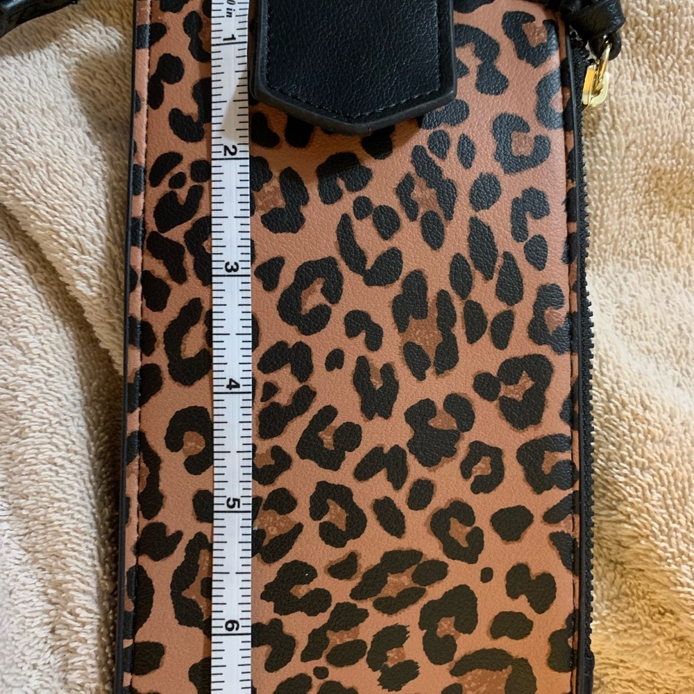 Leopard Print Wristlet with Crossbody Strap